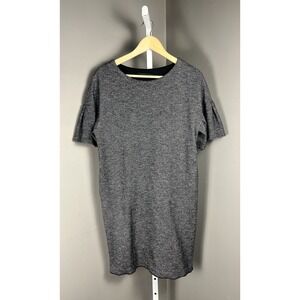 ANAYI Textured Herringbone Shift Dress S Small Gray Flutter Sleeve 38 Gray Japan